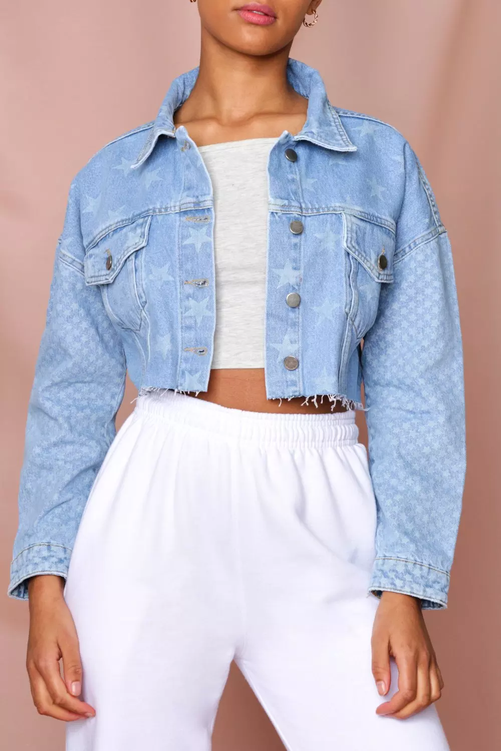 Star Cropped Denim Jacket